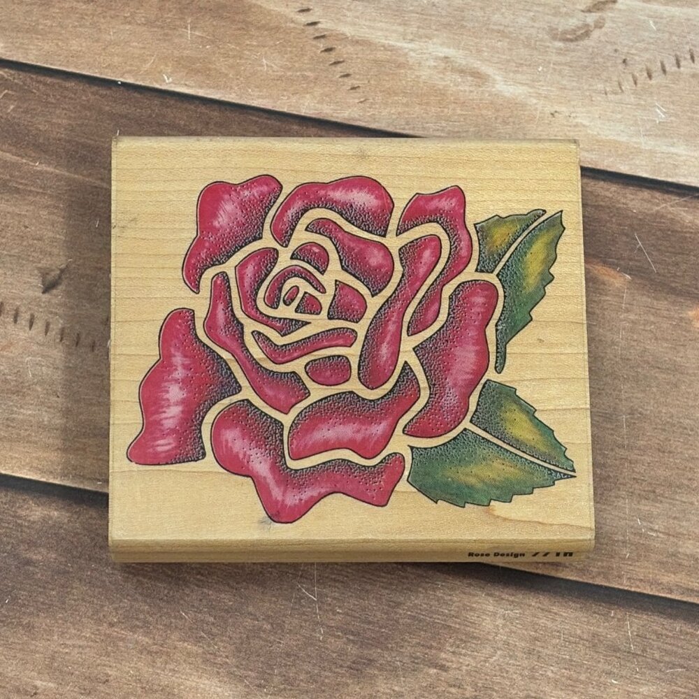 RUBBER STAMPEDE 771H BEAUTIFUL ROSE WOOD MOUNTED RUBBER STAMP